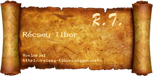 Récsey Tibor névjegykártya